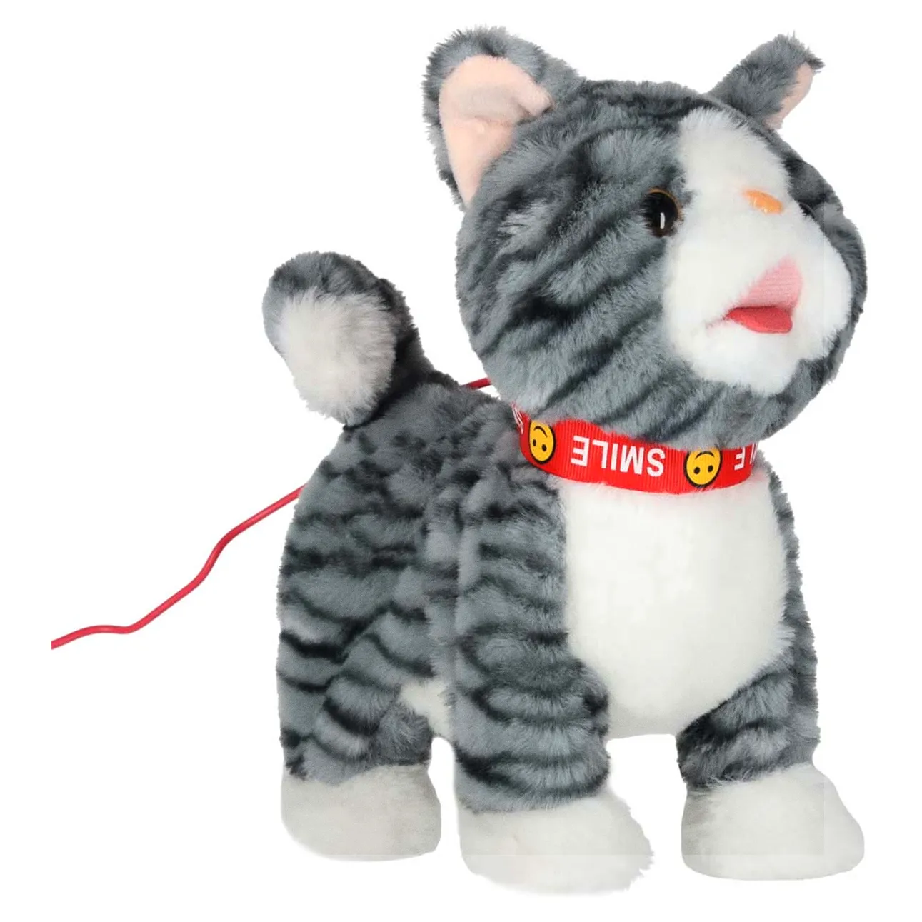 Kotek interaktywny na smyczy miauczy chodzi rusza ogonem szary - obrazek 7