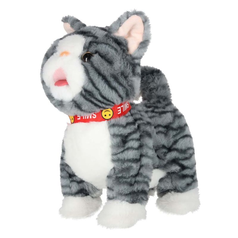 Kotek interaktywny na smyczy miauczy chodzi rusza ogonem szary - obrazek 2