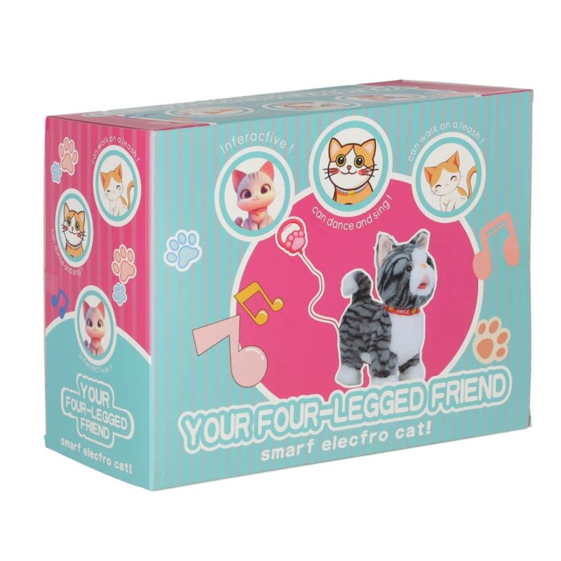 Kotek interaktywny na smyczy miauczy chodzi rusza ogonem szary - obrazek 12