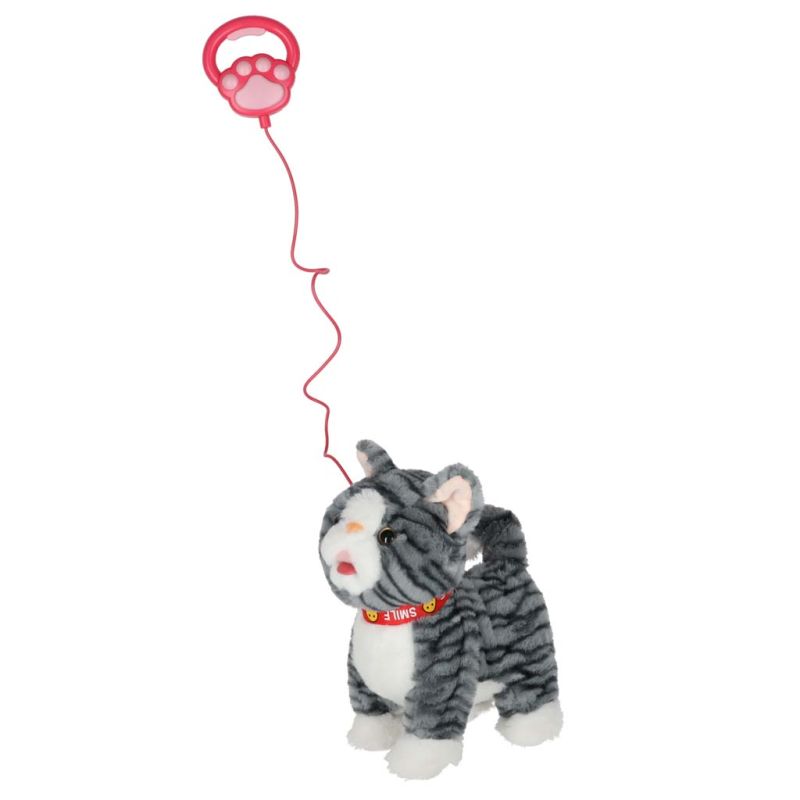 Kotek interaktywny na smyczy miauczy chodzi rusza ogonem szary - obrazek 6