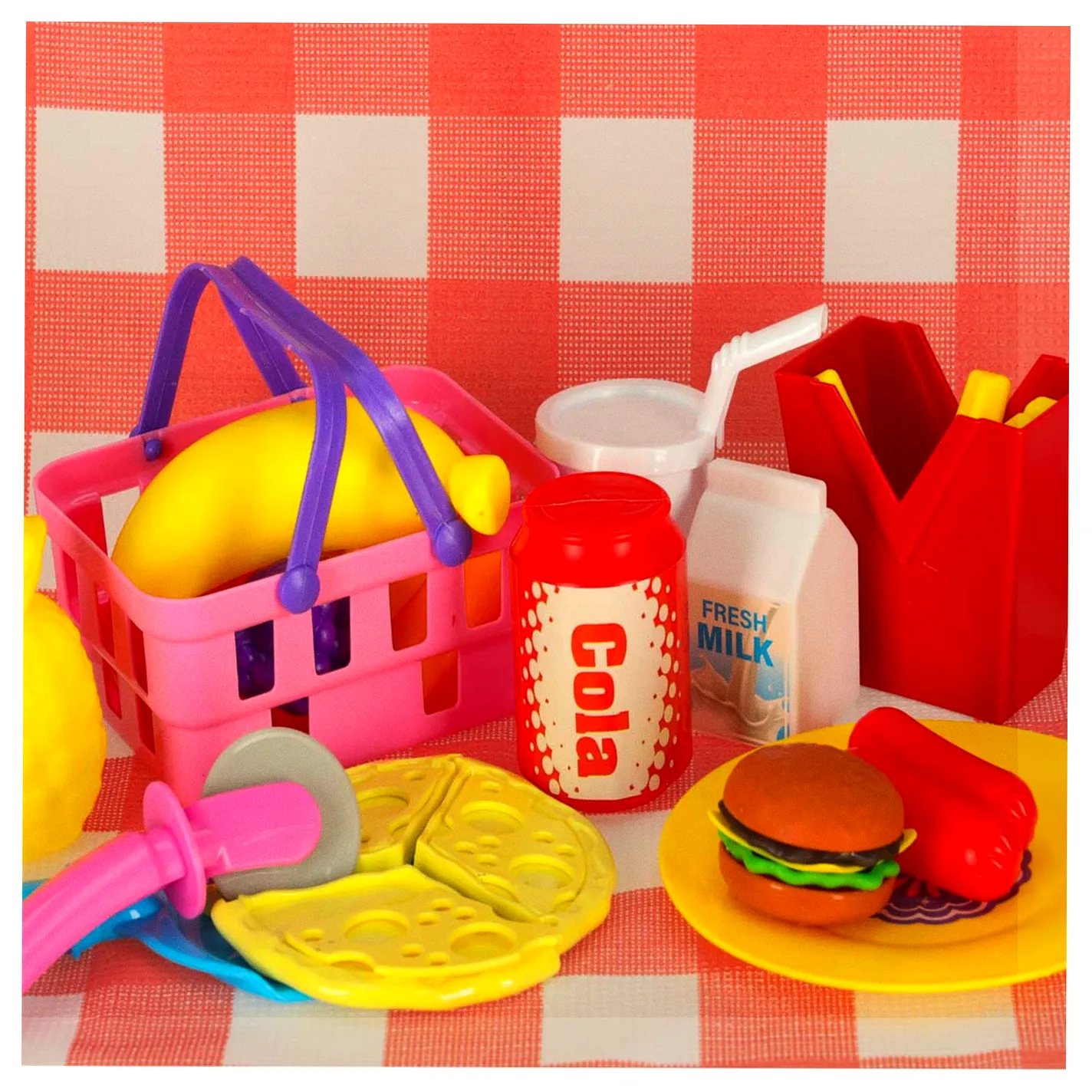 Kosz piknikowy koszyk fast food pizza burger jedzenie prowiant przekąski na piknik - obrazek 11