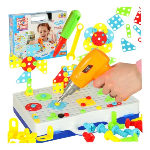 Wkrętarka wiertarka śrubki klocki konstrukcyjne zestaw majsterkowicza walizka 151 elementów