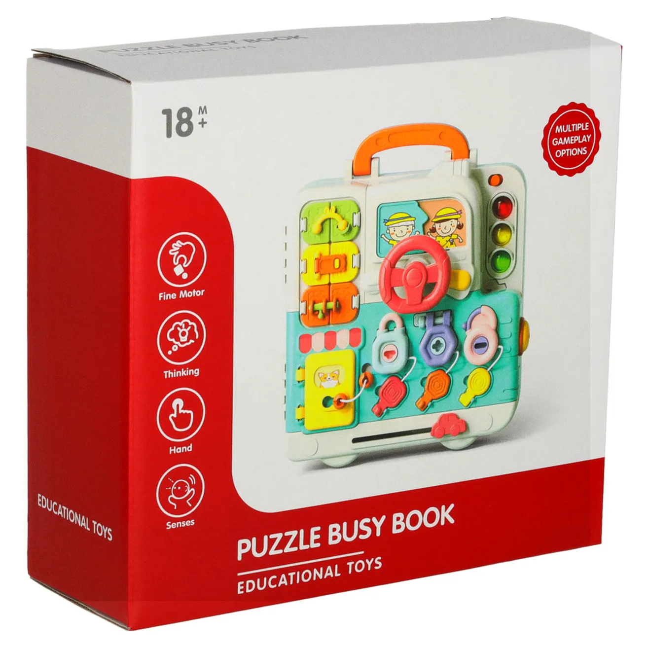 Tablica manipulacyjna sensoryczna montessori walizka pokrętła miś XXL światło dźwięk - obrazek 15