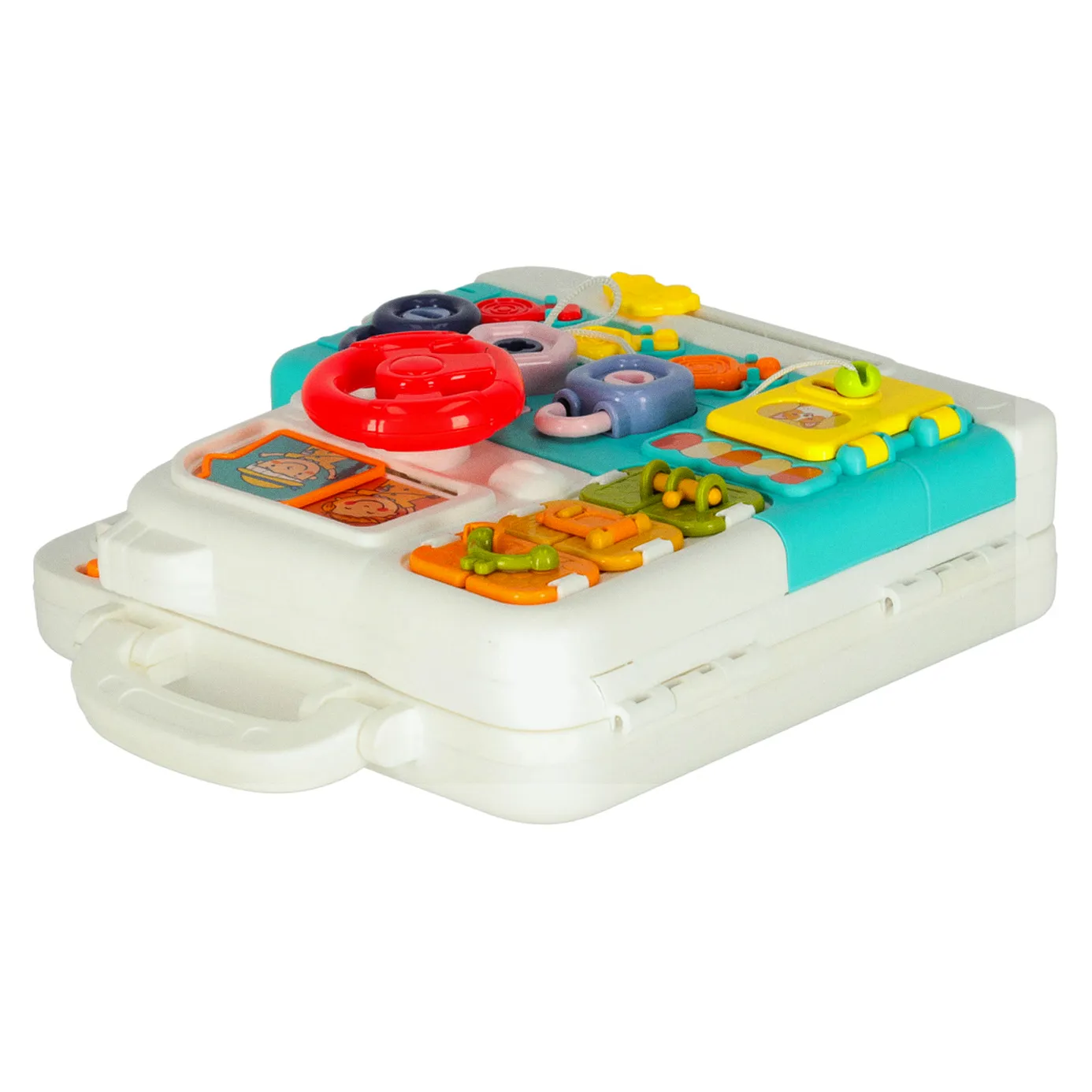 Tablica manipulacyjna sensoryczna montessori walizka pokrętła miś XXL światło dźwięk - obrazek 6