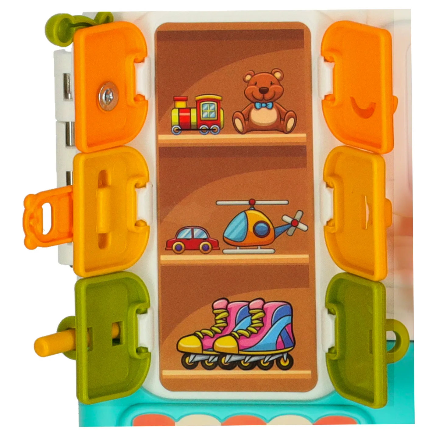 Tablica manipulacyjna sensoryczna montessori walizka pokrętła miś XXL światło dźwięk - obrazek 10