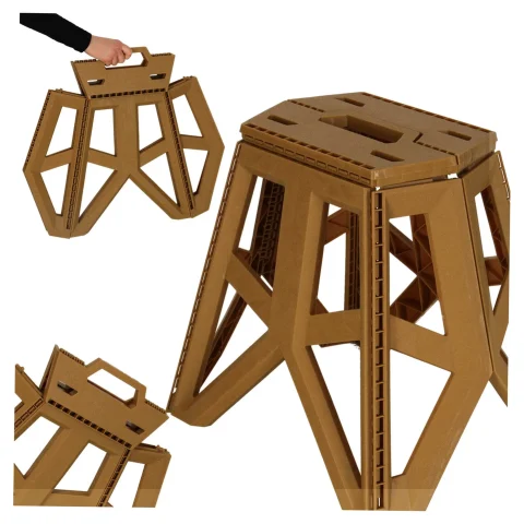 Taboret składany krzesełko turystyczne kempingowe przenośne 40 cm beżowy