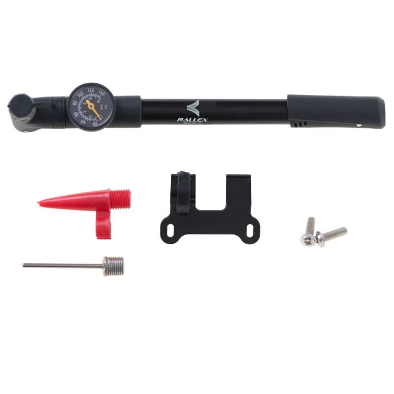 Pompka do roweru z manometrem RALLEX rowerowa ręczna do piłki materaca z uchwytem na rower - obrazek 2