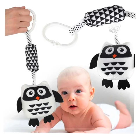 Grzechotka zawieszka sensoryczna kontrastowa sowa