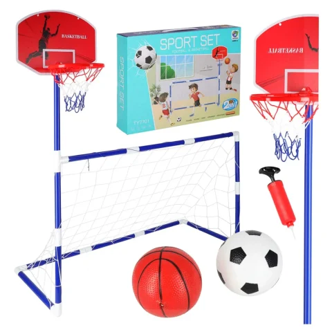 Bramka piłkarska do piłki nożnej tablica do koszykówki gry w kosza gra 2w1 2 piłki pompka