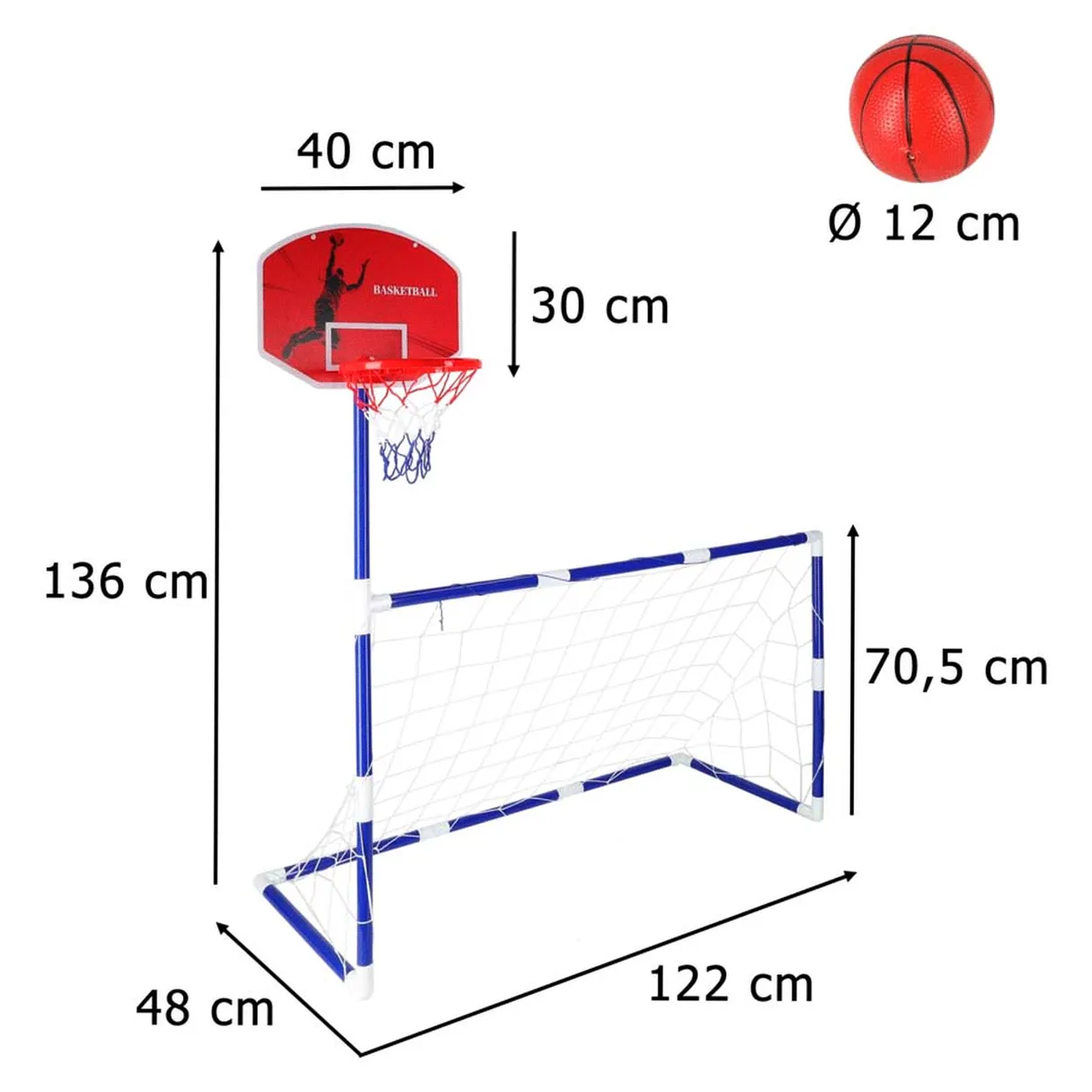 Bramka piłkarska do piłki nożnej tablica do koszykówki gry w kosza gra 2w1 2 piłki pompka - obrazek 8