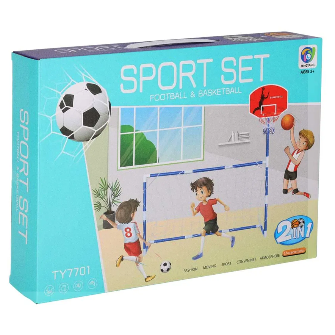 Bramka piłkarska do piłki nożnej tablica do koszykówki gry w kosza gra 2w1 2 piłki pompka - obrazek 9