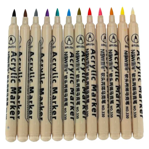 Markery akrylowe do tkanin kamieni pisaki flamastry mazaki wodoodporne DIY 12 szt.