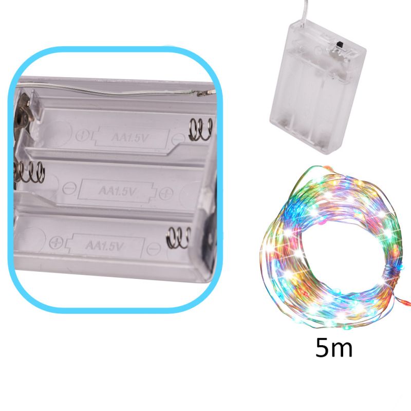 Lampki LED druciki dekoracyjne świąteczne choinkowe 5m 50LED multikolor - obrazek 4