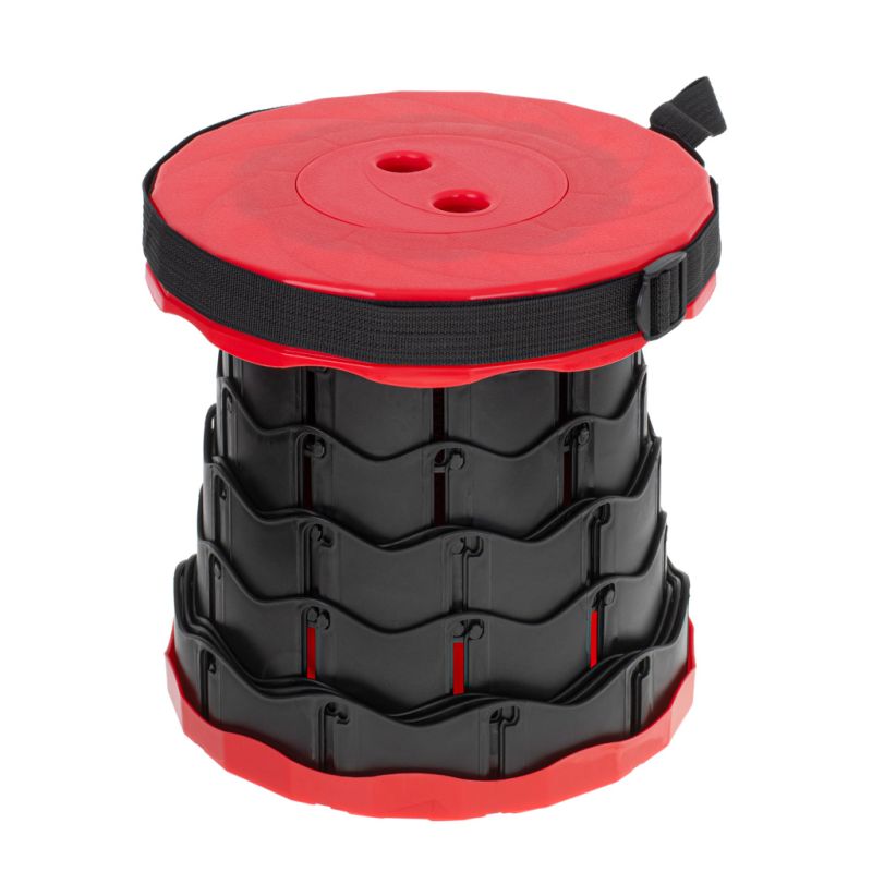 Krzesło składane taboret teleskopowy turystyczny przenośny czerwony 200kg - obrazek 6