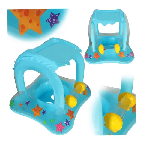 Kółko do pływania dla niemowląt koło pontonik dla dzieci dmuchany z siedziskiem z daszkiem max 24kg 3lata 72 cm