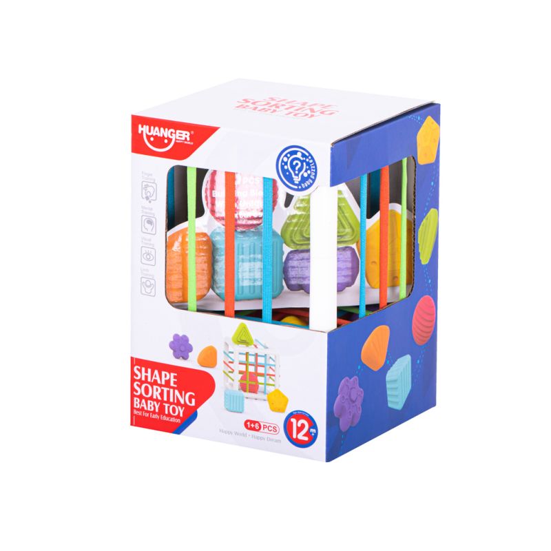 Kostka sensoryczna elastyczna układanka sorter kształtów zabawka wtykana 7 el. - obrazek 8