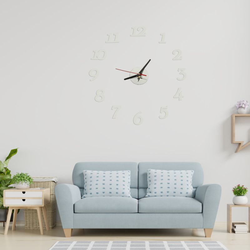 Zegar Ścienny naklejany DIY regulowany nowoczesny srebrny 12 godzin - obrazek 5