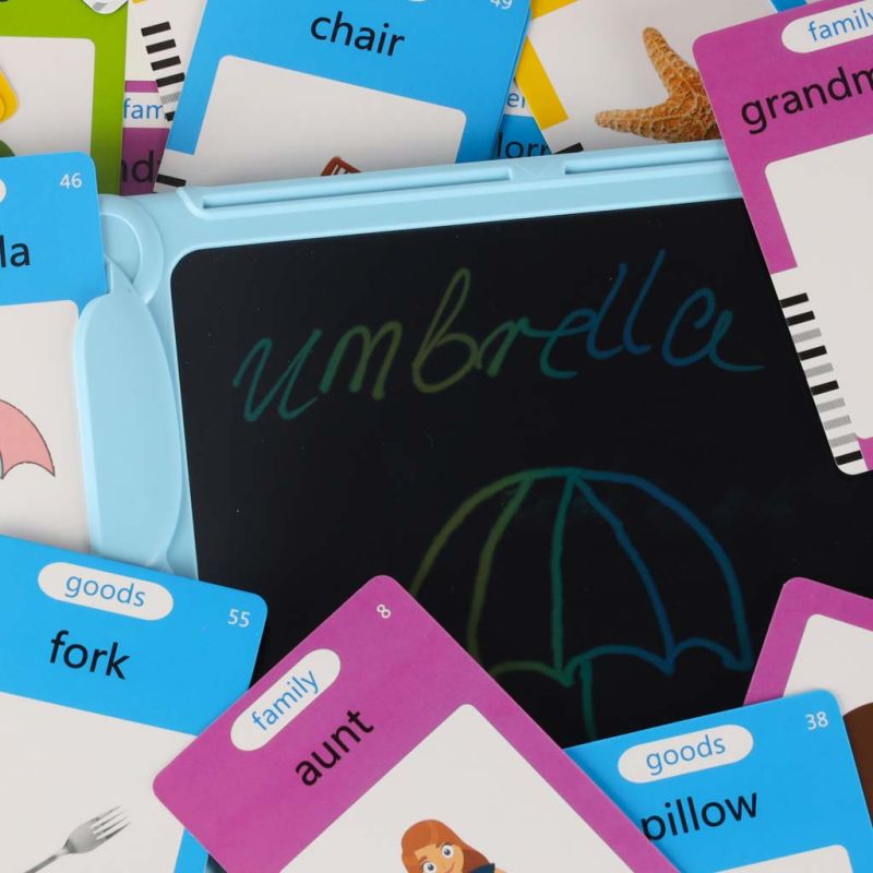 Nauka języka angielskiego czytnik kart do nauki słówek fiszki znikopis niebieski - obrazek 11