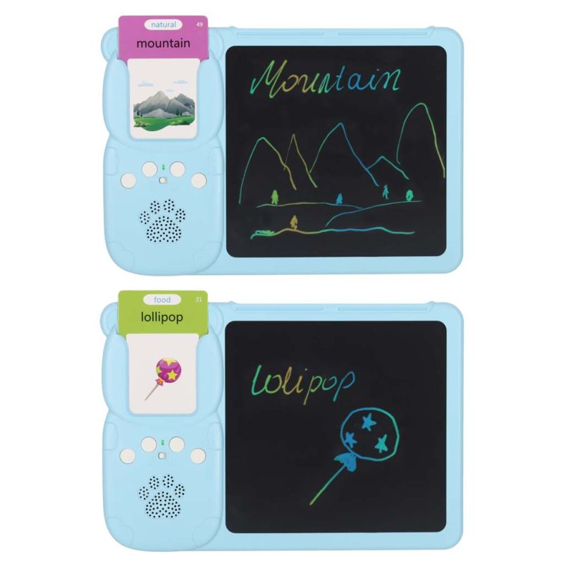 Nauka języka angielskiego czytnik kart do nauki słówek fiszki znikopis niebieski - obrazek 3