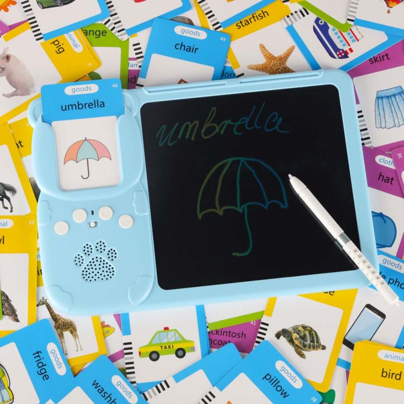 Nauka języka angielskiego czytnik kart do nauki słówek fiszki znikopis niebieski - obrazek 10