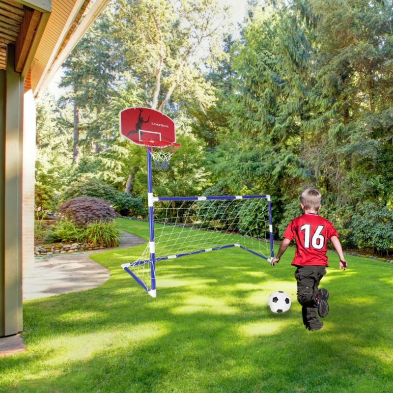 Bramka piłkarska do piłki nożnej tablica do koszykówki gry w kosza gra 2w1 2 piłki pompka - obrazek 7