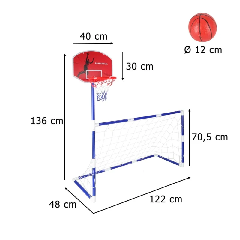 Bramka piłkarska do piłki nożnej tablica do koszykówki gry w kosza gra 2w1 2 piłki pompka - obrazek 8