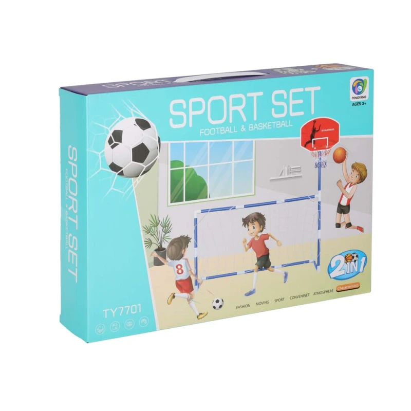 Bramka piłkarska do piłki nożnej tablica do koszykówki gry w kosza gra 2w1 2 piłki pompka - obrazek 9