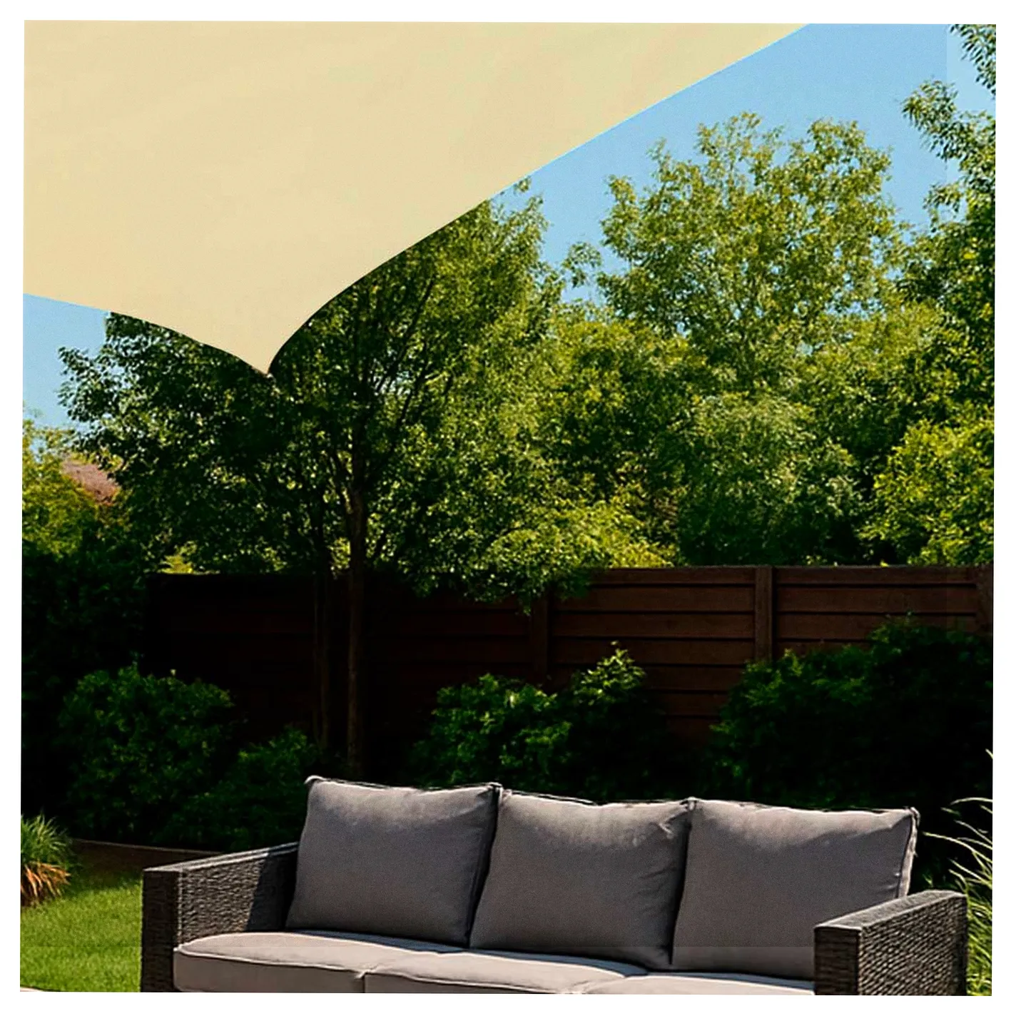 Żagiel przeciwsłoneczny LUARO ogrodowy tarasowy wodoodporny 4x4x4m trójkąt beżowy - obrazek 8