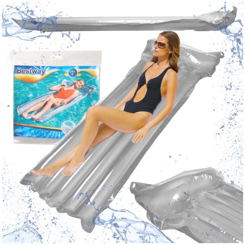 Materac dmuchany plażowy do pływania na basen wodę BESTWAY 44013 szary 90kg 183cm - obrazek 7
