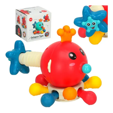 Zabawka sensoryczna gryzak dla niemowląt ośmiornica Bibi-inn czerwona