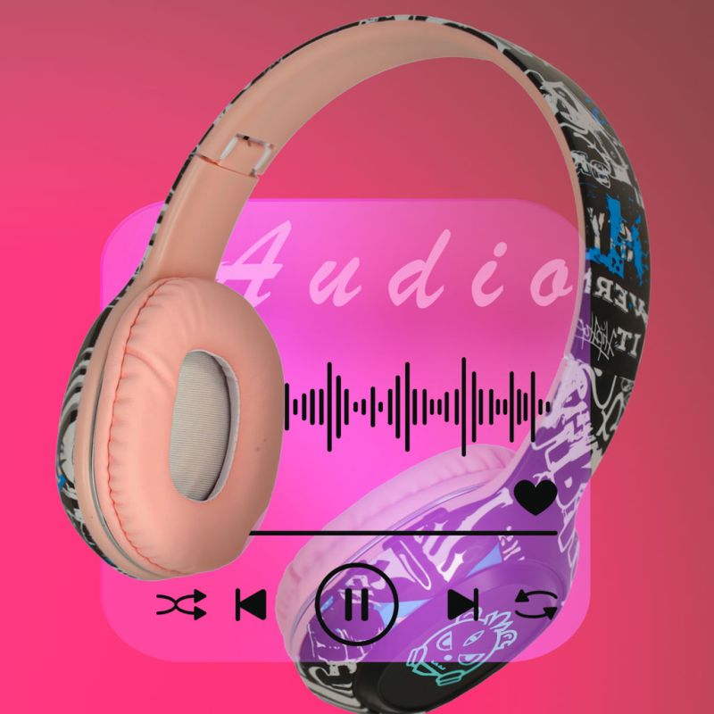 Słuchawki bezprzewodowe nauszne Bluetooth RGB Gaming Sport 200mAh różowe - obrazek 13