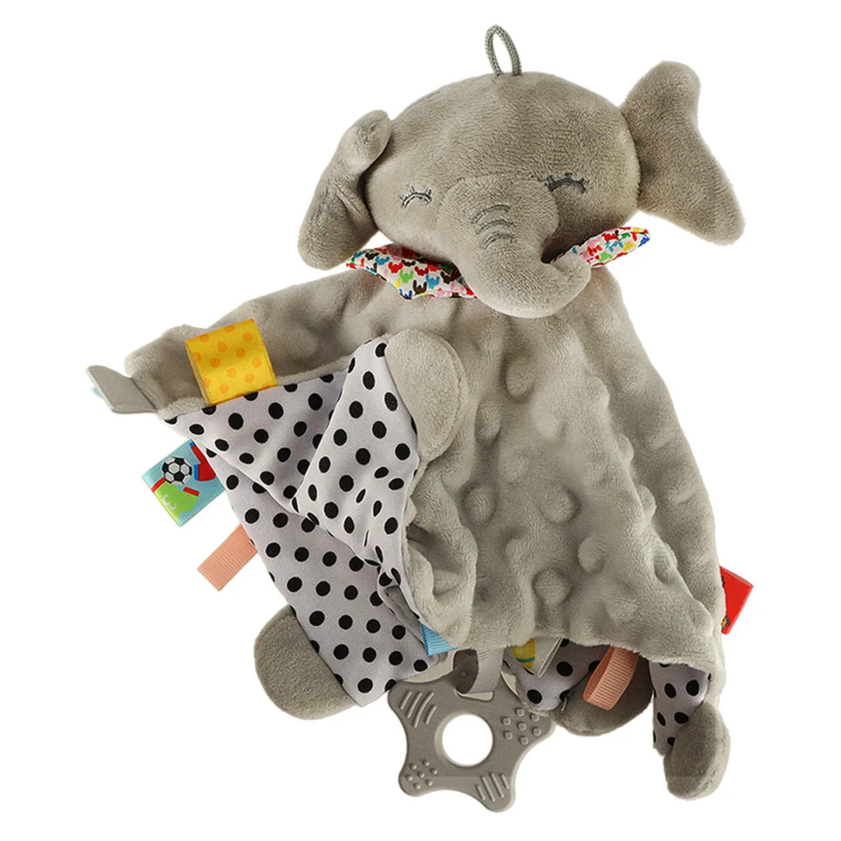 Maskotka sensoryczna szeleszcząca metki słonik - obrazek 5