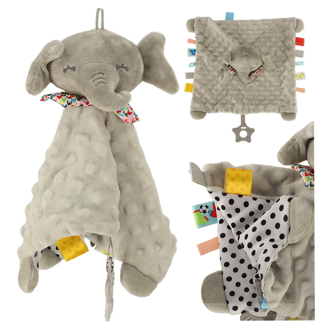 Maskotka sensoryczna szeleszcząca metki słonik - obrazek 7