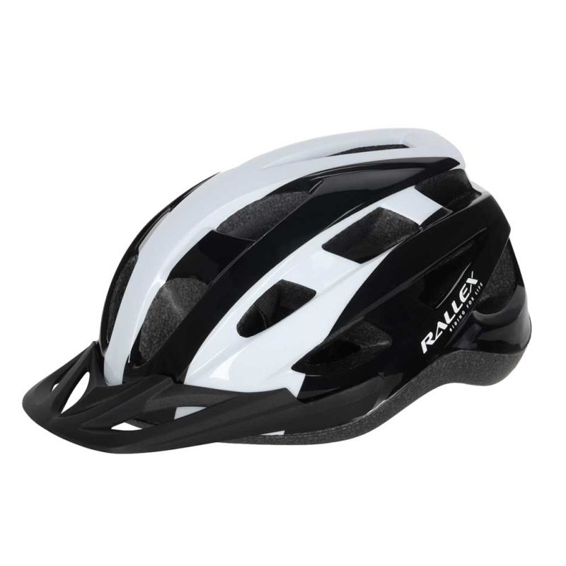 Kask rowerowy na rower RALLEX damski męski regulowany czarno-biały M 54-58cm - obrazek 2