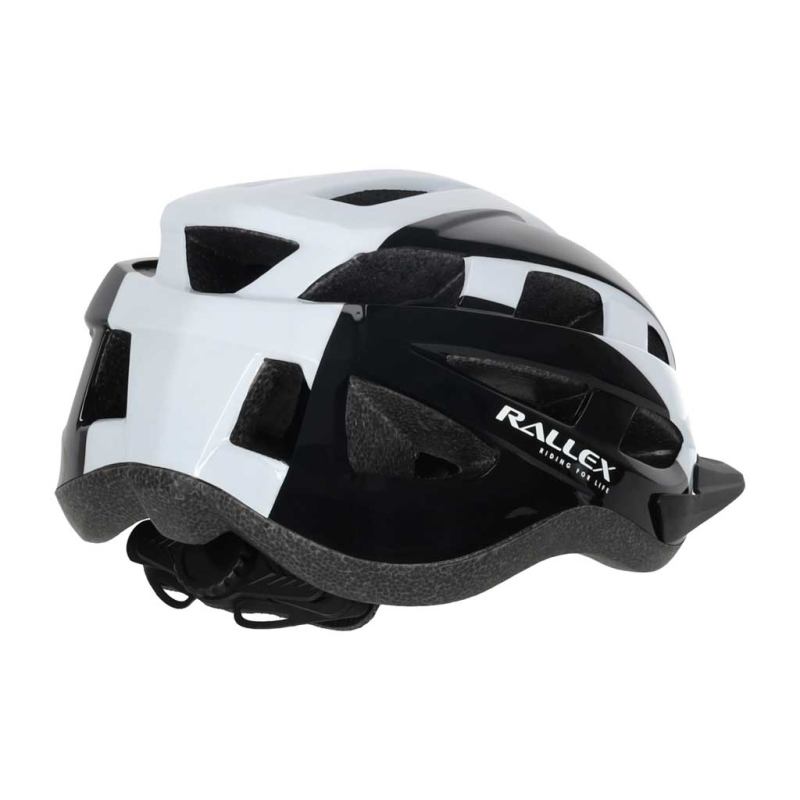 Kask rowerowy na rower RALLEX damski męski regulowany czarno-biały M 54-58cm - obrazek 3