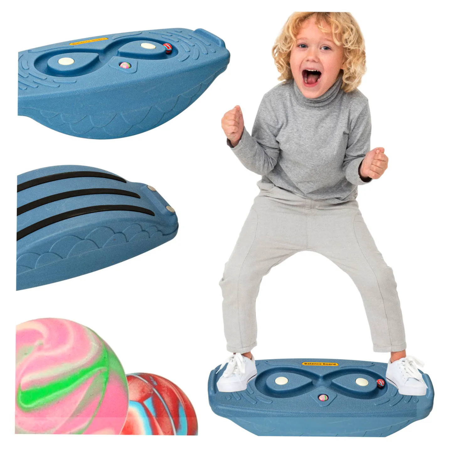 Deska do balansowania bujania równoważnia z labiryntem bujak balansowy dla dzieci granatowa - obrazek 6