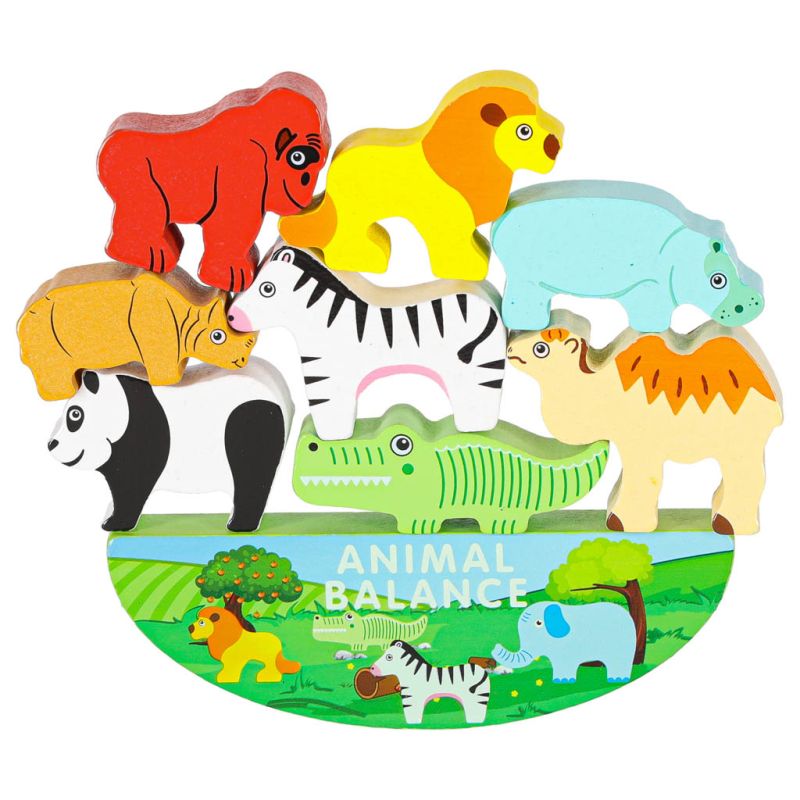 Gra zręcznościowa montessori układanka balansująca klocki zwierzątka drewniane - obrazek 3