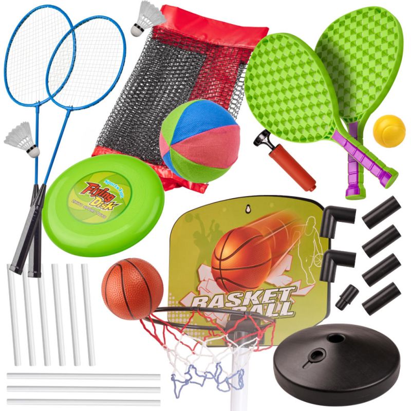 Zestaw sportowy 5w1 badminton koszykówka siatkówka tenis frisbee - obrazek 2
