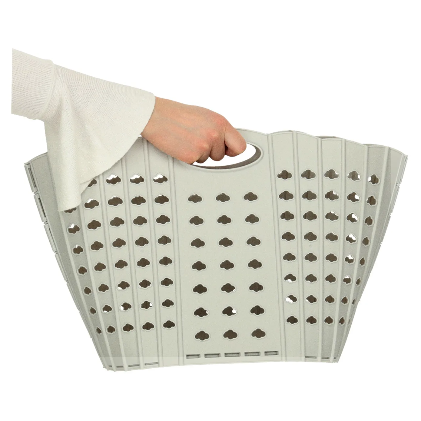 Kosz na zakupy pranie składany organizer łazienkowy z uchwytem szary - obrazek 5