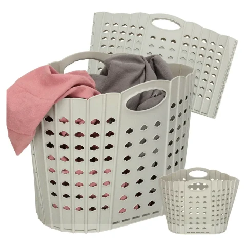 Kosz na zakupy pranie składany organizer łazienkowy z uchwytem szary