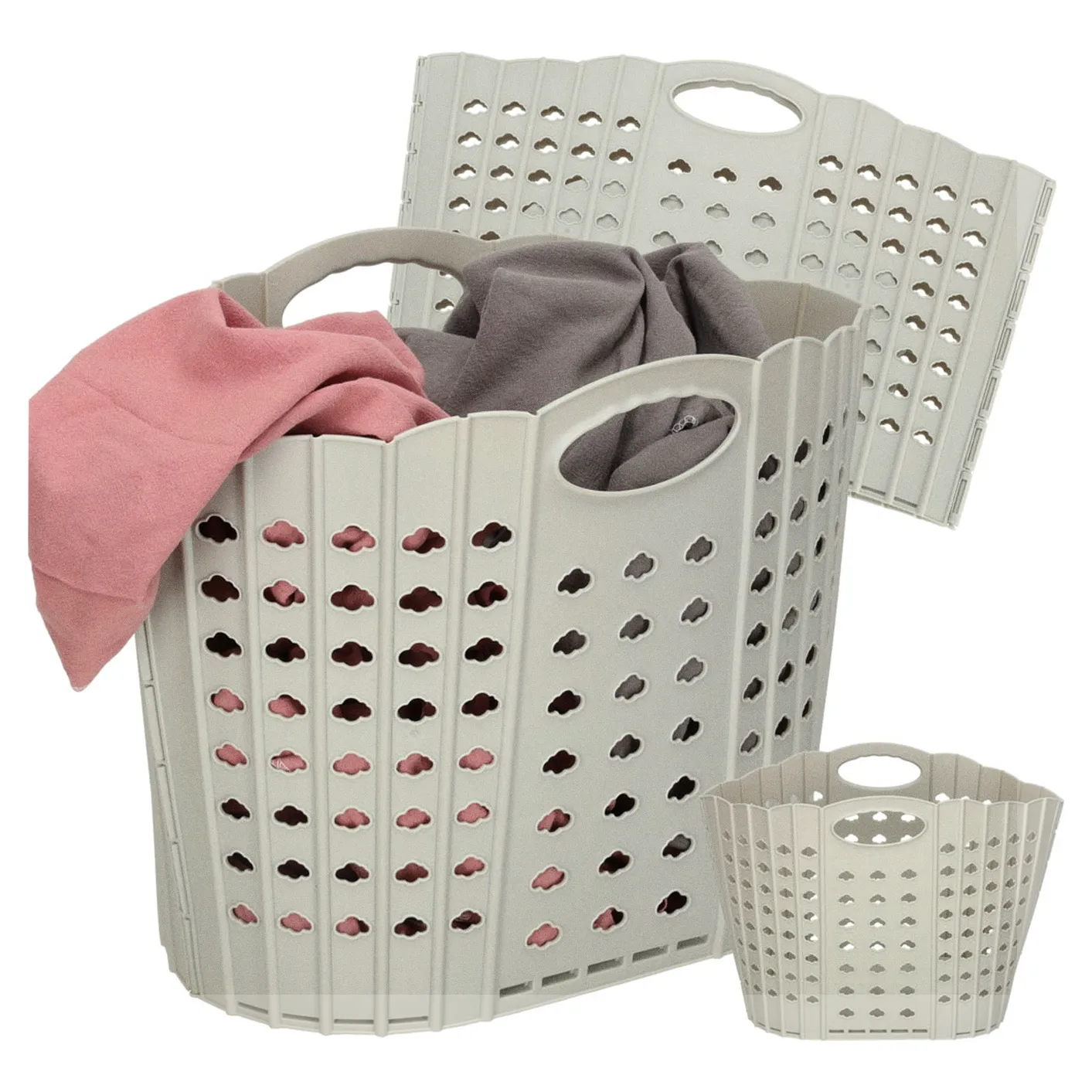 Kosz na zakupy pranie składany organizer łazienkowy z uchwytem szary