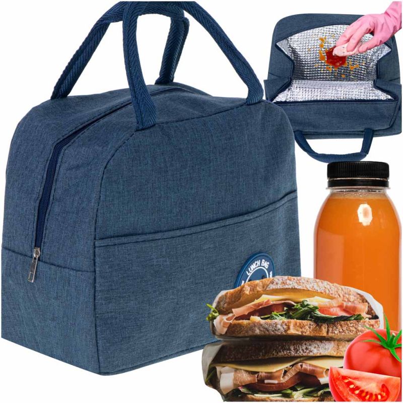 Torba termiczna izolacyjna śniadanie lunch niebieska - obrazek 6