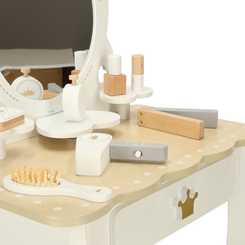 Toaletka drewniana dla dziewczynki LULILO Bella lustro taboret akcesoria - obrazek 6