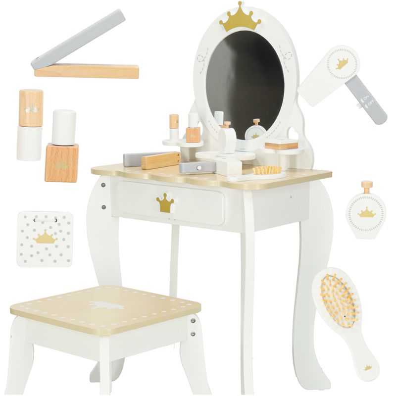 Toaletka drewniana dla dziewczynki LULILO Bella lustro taboret akcesoria - obrazek 8