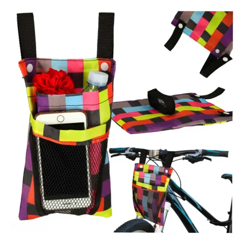 Torba na rower hulajnogę kierownicę telefon sakwa rowerowa kolorowa kratka