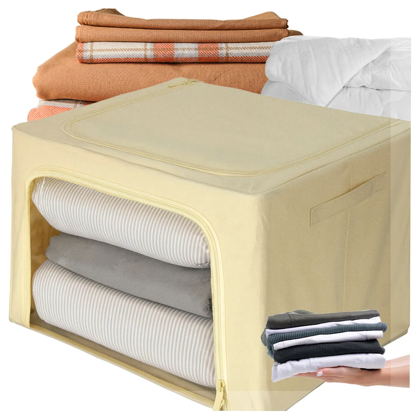 Organizer na pościel do szafy torba ze stelażem do przechowywania na ubrania zabawki 100L - obrazek 9