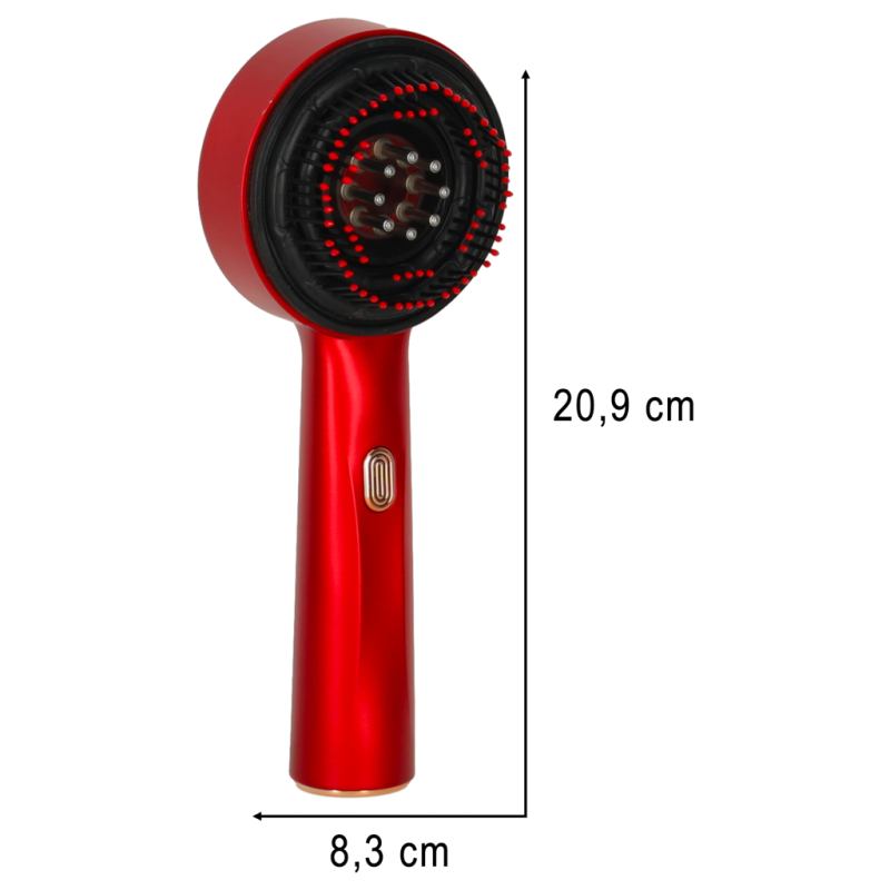 Masażer szczotka do masażu skóry głowy aplikator olejków USB czerwona - obrazek 12