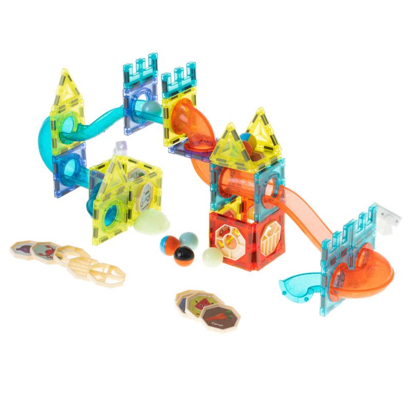 Klocki magnetyczne marble tor kulkowy świecący 75 elementów - obrazek 3