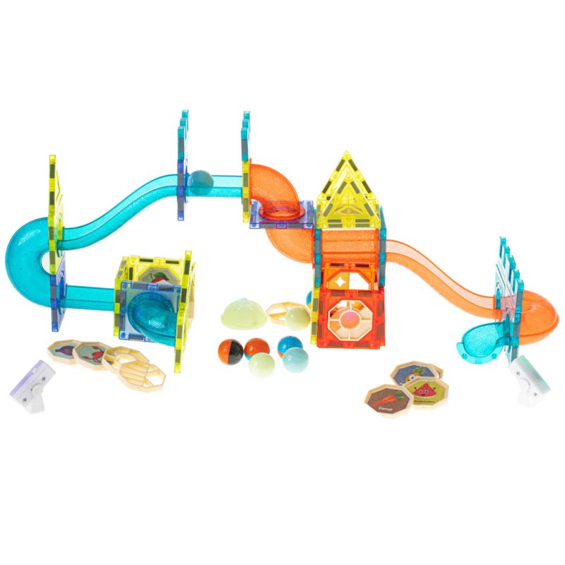 Klocki magnetyczne marble tor kulkowy świecący 75 elementów - obrazek 5