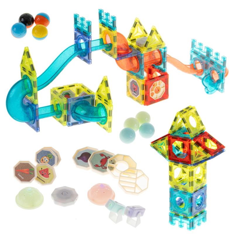 Klocki magnetyczne marble tor kulkowy świecący 75 elementów - obrazek 9